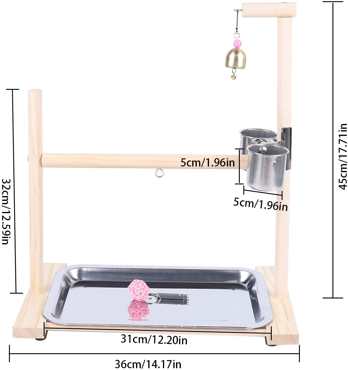 Bird Play Stands with Feeder Cups Dishes, LYNICESHOP Parrot Playstand Bird Playground Gym Training Stand Toys with Feeder, Bird Cage Toys Accessories for Small Cockatiels, Conures, Parakeets, Finch Animals & Pet Supplies > Pet Supplies > Bird Supplies > Bird Gyms & Playstands LYNICESHOP   