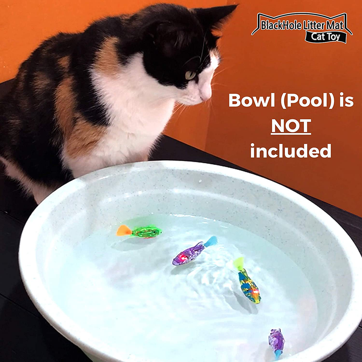 Indoor Cat Interactive Swimming Fish Toy- Best Water Cat Toy for Indoor Cats, Play Fishing, Good Exercise Activity, Drink More Water, Led Light, Battery Included (Swimming Bowl/Pool Is Not Included)