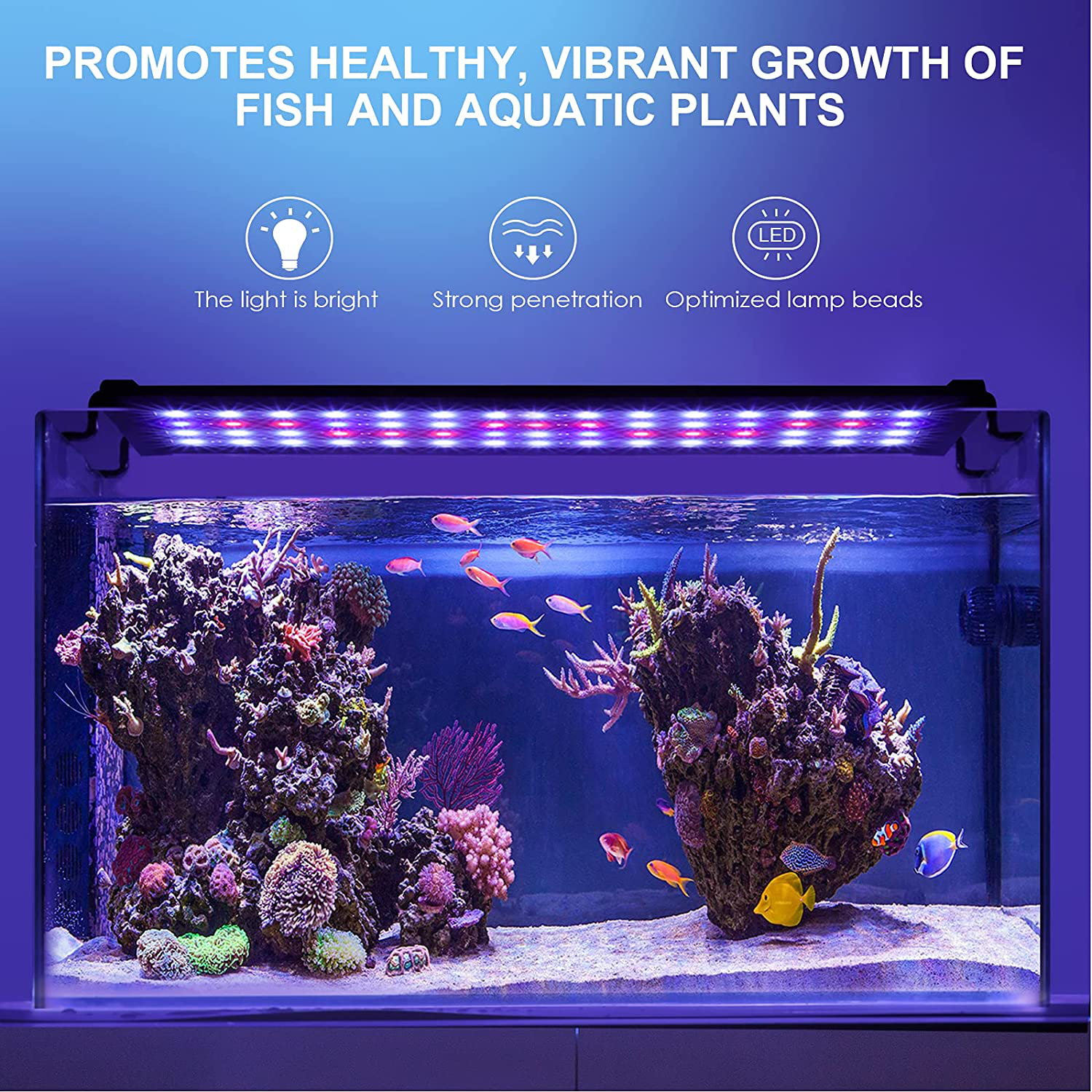 AQQA Aquarium Lights,Fish Tank LED Light with Extendable Brackets,Waterproof Full Spectrum Blue Red White Leds with External Timer Controller for Freshwater Planted 32W( 32"-36")