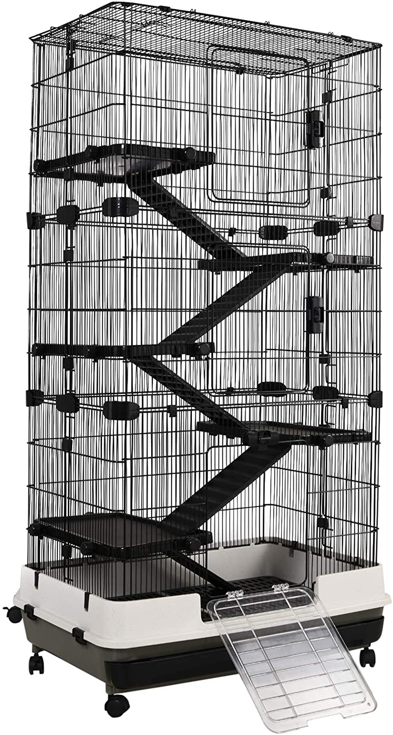 Pawhut 2/4/6 Levels Rolling Small Animal Rabbit Cage for Hamsters, Chinchillas, & Gerbils with a Large Living Space Animals & Pet Supplies > Pet Supplies > Small Animal Supplies > Small Animal Habitat Accessories PawHut 31.5’’ L x 20.75’’ W x 59.5’’ H  