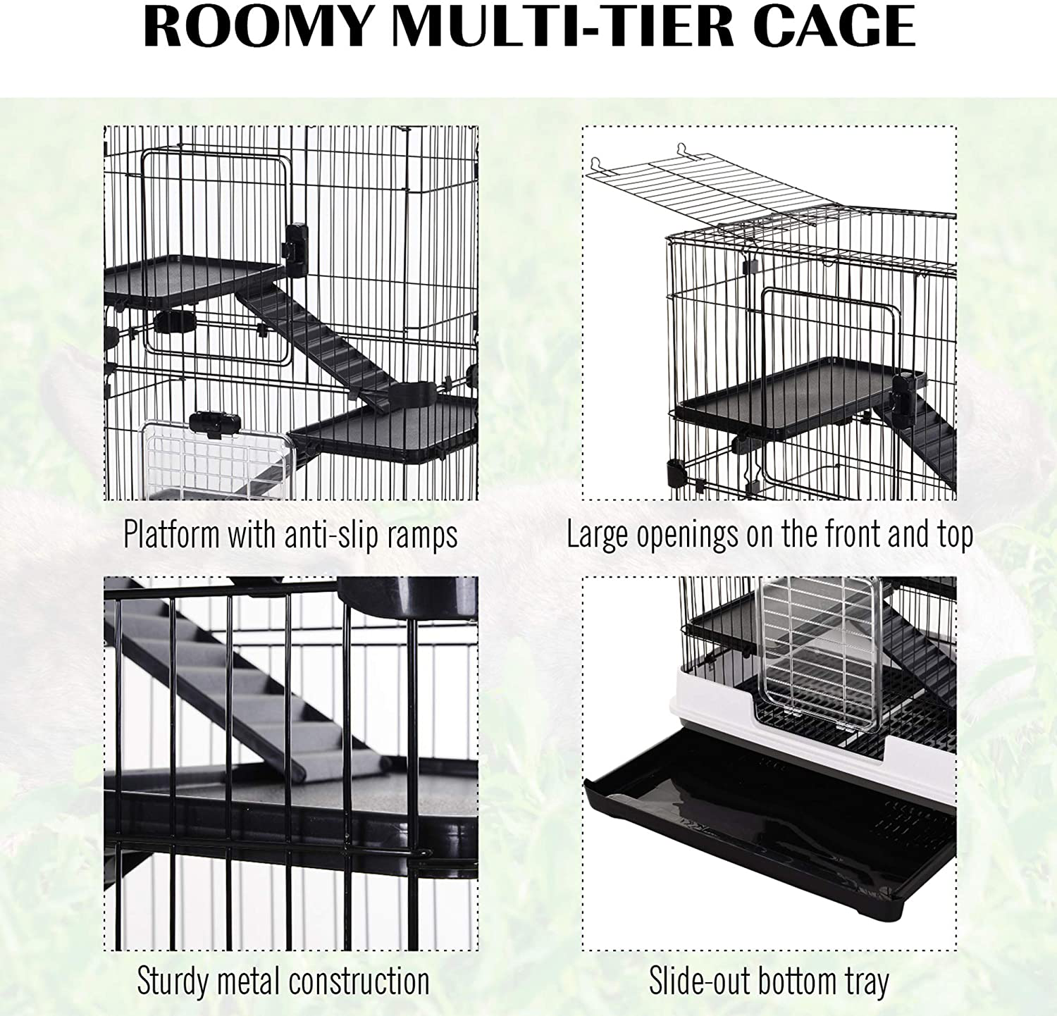 Pawhut 32”L 4-Level Indoor Small Animal Rabbit Cage with Wheels Animals & Pet Supplies > Pet Supplies > Small Animal Supplies > Small Animal Habitats & Cages Aosom LLC   