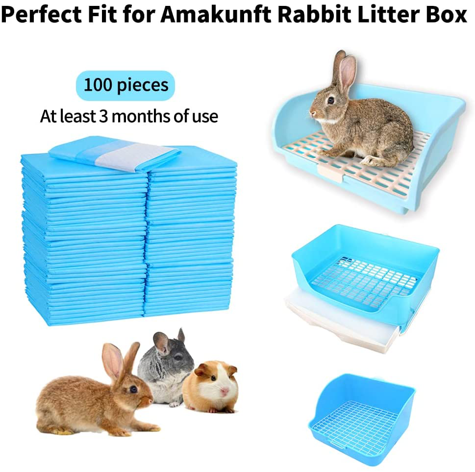 Amakunft 100 Pcs Rabbit Pee Pads, 18" X 13" Pet Toilet/Potty Training Pads, Super Absorbent Guinea Pig Disposable Diaper for Hedgehog, Hamster, Chinchilla, Cat, Reptile and Other Small Animal Animals & Pet Supplies > Pet Supplies > Dog Supplies > Dog Diaper Pads & Liners Amakunft   
