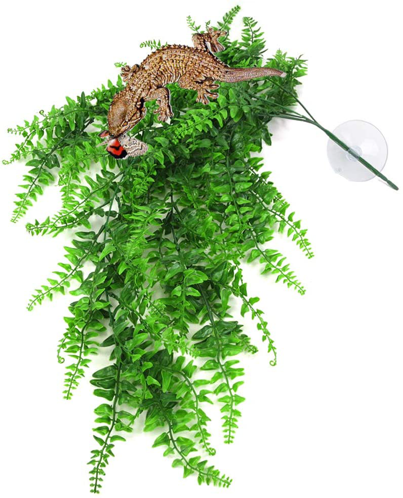 PINVNBY Reptile Plants Hanging Fake Vines Boston Climbing Terrarium Plant with Suction Cup for Bearded Dragons Lizards Geckos Snake Pets Hermit Crab and Tank Habitat Decorations Animals & Pet Supplies > Pet Supplies > Small Animal Supplies > Small Animal Habitat Accessories PINVNBY   