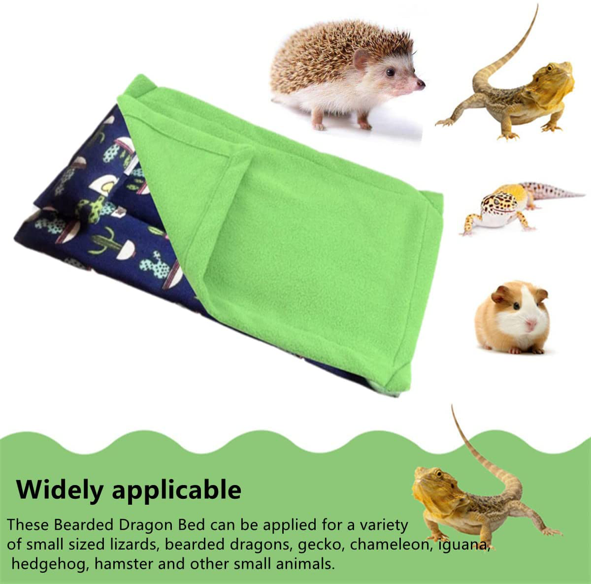 Bearded Dragon Bed with Pillow and Blanket, Solf Fabric Warm Sleeping Bag with Cover for Bearded Dragon Leopard Gecko Lizard Animals & Pet Supplies > Pet Supplies > Small Animal Supplies > Small Animal Habitat Accessories SEAPANHE   