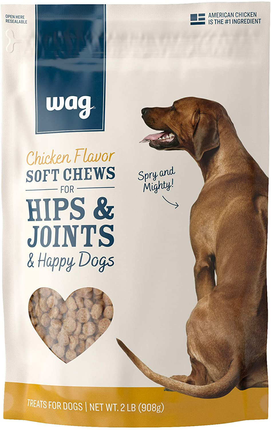 Amazon Brand – Wag Training Treats for Dogs (Chicken, Peanut Butter & Banana, Hip & Joint) Animals & Pet Supplies > Pet Supplies > Dog Supplies > Dog Treats WAG Chicken Flavor (Hip & Joint) 2 Pound (Pack of 1) 