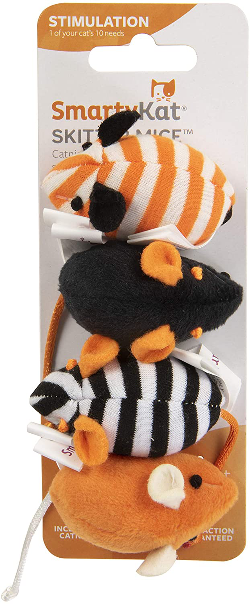 Smartykat, Skitter Mice, Soft Plush Cat Toys, Catnip Filled, Pure, Potent, Halloween Themed, Set of 4, Orange, One Size, 38063 Animals & Pet Supplies > Pet Supplies > Cat Supplies > Cat Toys SmartyKat   