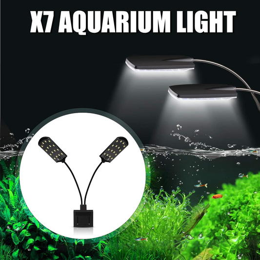 Senzeal X7 Gemini Double Head Aquarium Fish Tank Light US 15W 32 LED Aquarium Planted Clip Lamp 1600LM for 8-15 Inch Fish Tank White LED Lighting Animals & Pet Supplies > Pet Supplies > Fish Supplies > Aquarium Lighting Senzeal   