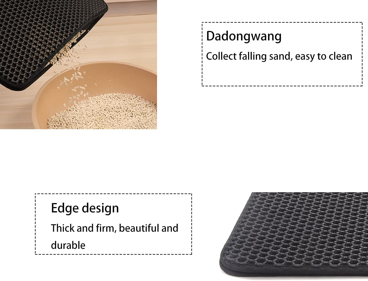 HOMTOL Cat Litter Mat Kitty Litter Trapping Pad, Honeycomb Double Layer Trapper, Waterproof Easy Clean Scatter Control, Litter Tray Box Rug Carpet (M-17.7X23.6 Inch, Black) Animals & Pet Supplies > Pet Supplies > Cat Supplies > Cat Litter Box Mats HOMTOL   