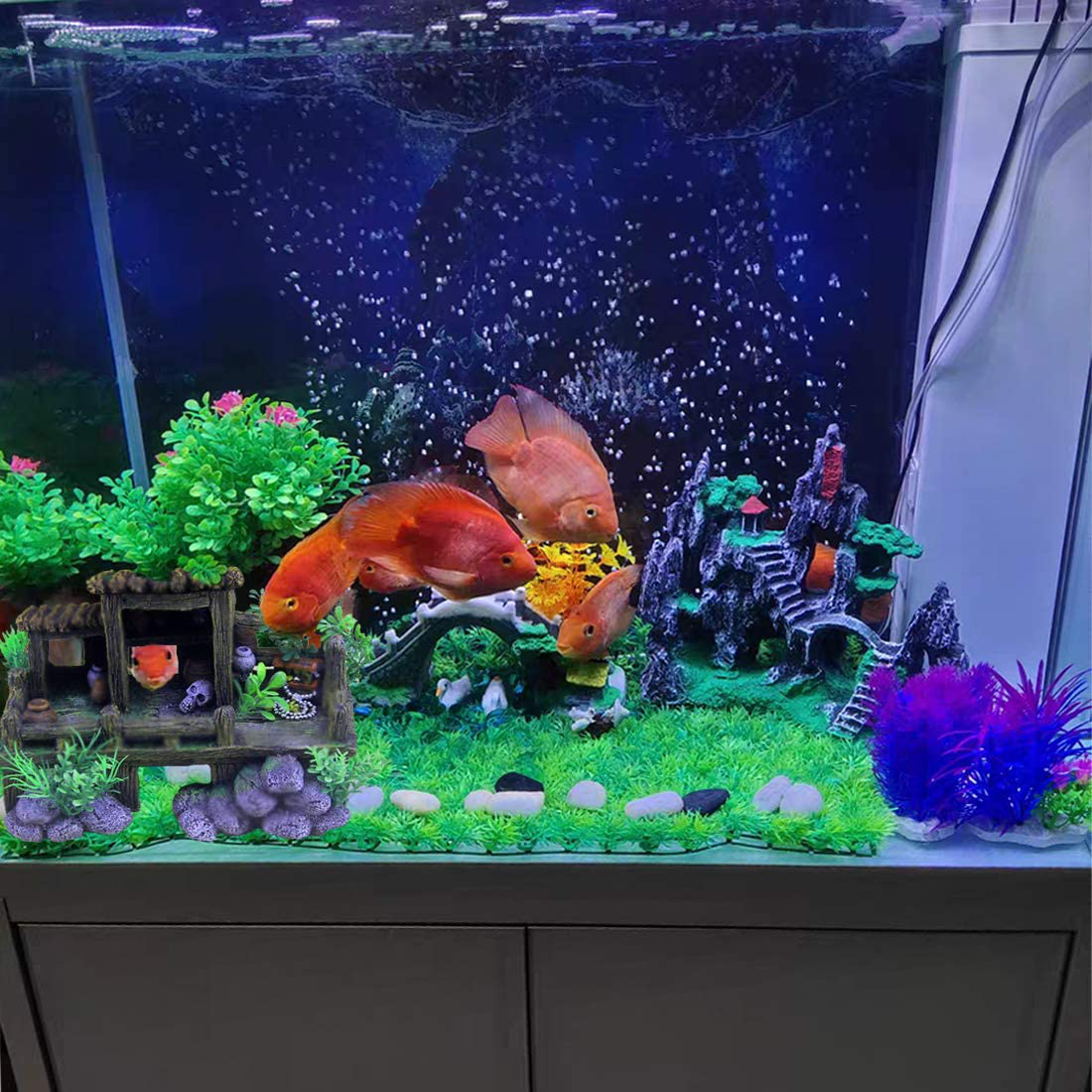 Décoration d'aquarium en Résine Artificielle Tonneau de Vin Aquarium  Paysage Fish Tank Ornement Boîte de Reptile (Baril de vin[809]