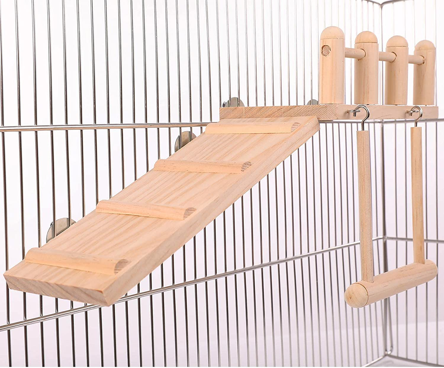 Bird Perches Cage Toys Bird Wooden Play Gyms Stands with Climbing Ladder, Parrot Play Stand and Bird Swing Conure for Green Cheeks, Baby Lovebird, Chinchilla, Hamster, Bird Cage Chewing Toys Sets Animals & Pet Supplies > Pet Supplies > Bird Supplies > Bird Cage Accessories ADNIKIA   