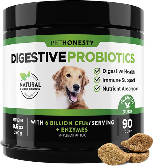 Pethonesty Digestive Probiotics for Dogs - All-Natural Advanced Dog Probiotics Chews with Prebiotics & Pumpkin, Helps with Dog Diarrhea and Constipation, Improves Digestion, Allergy, Immunity & Health