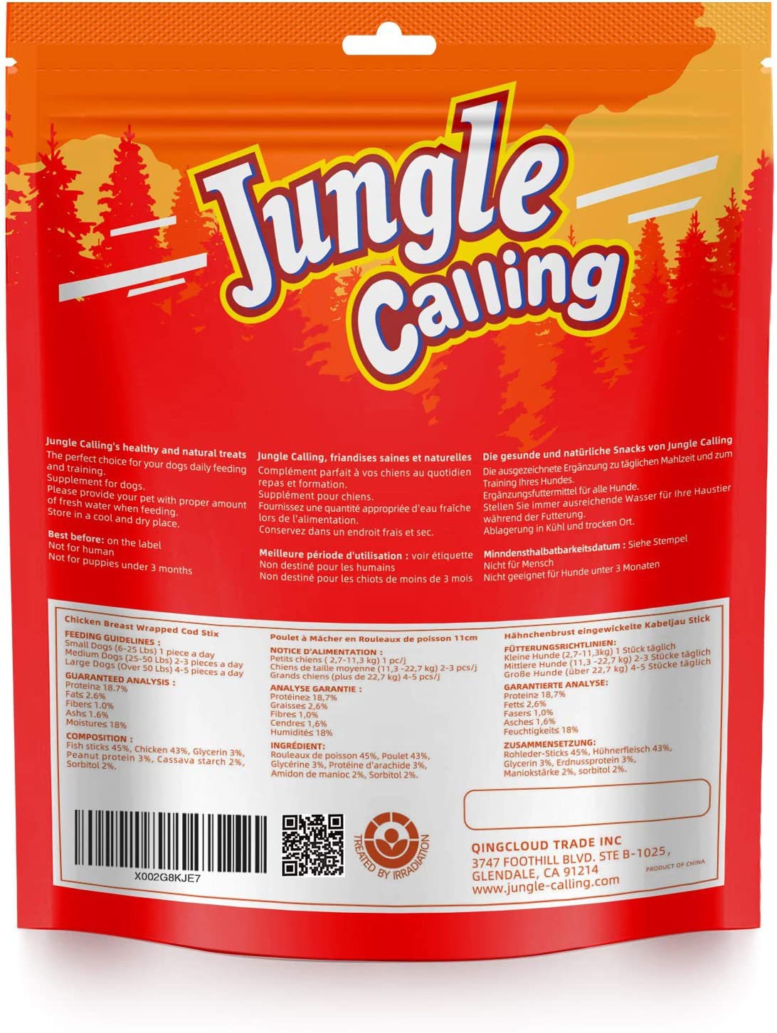 Jungle Calling Rawhide Free Healthy Treats for Dogs, Chicken Wrapped Cod Sticks Dog Treats,Soft Chewy Treats for Training Rewards.Promotes Healthy Chewing 0.7Lb/300G Animals & Pet Supplies > Pet Supplies > Small Animal Supplies > Small Animal Treats Jungle Calling   