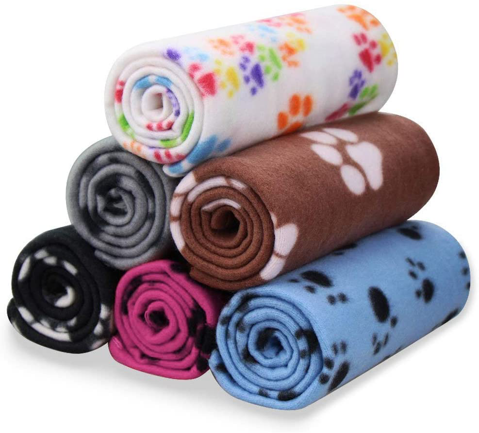 Comsmart Pet Blanket Dog Cat Soft Fleece Blankets Sleep Mat Pad Bed Cover with Paw Print for Kitten Puppy and Other Small Animals Animals & Pet Supplies > Pet Supplies > Small Animal Supplies > Small Animal Bedding Comsmart 6 Pack of 24x28 Inches  