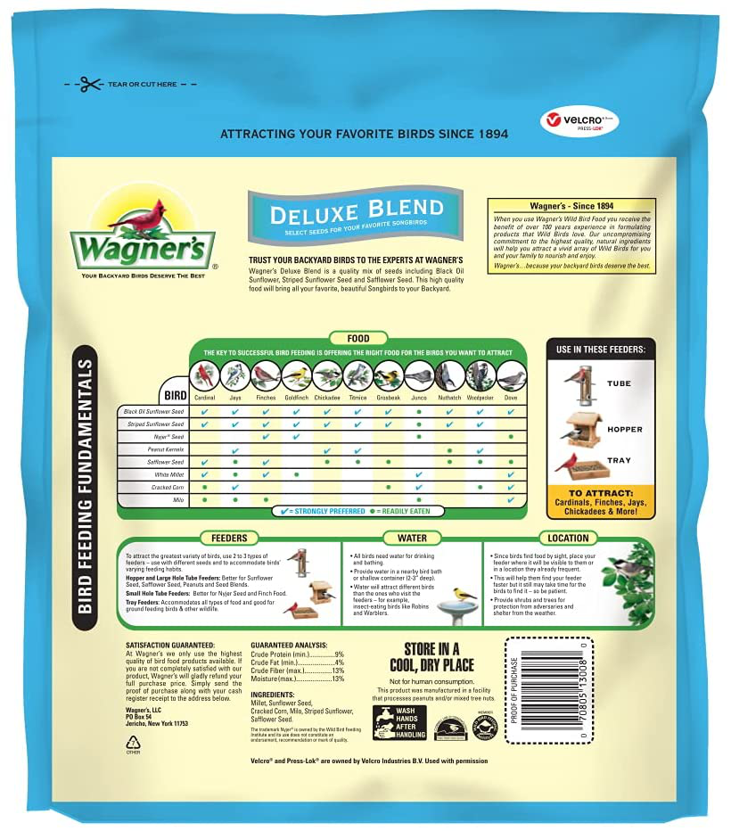 Wagner'S 13008 Deluxe Wild Bird Food, 10 Lb Bag Animals & Pet Supplies > Pet Supplies > Bird Supplies > Bird Treats Wagner's   