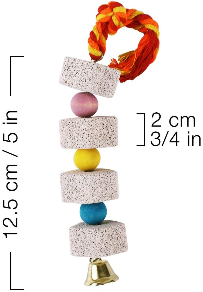 Unibene Parrot Chewing Toy, Bird Beak Grinding Stone with Bell, Lava Block Calcium Supplement Food for African Greys Amazon Conure Eclectus Budgies Parakeet Cockatiel Hamster Chinchilla Rabbit, 2 Pack Animals & Pet Supplies > Pet Supplies > Bird Supplies > Bird Toys Unibene   