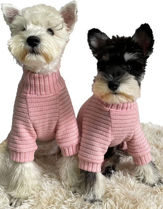 KILLUA Turtleneck Knitted Dog Pajamas Sweater Puppy Thermal Doggie Winter Clothes Knitwear Pet Coats Cat Apparel Animals & Pet Supplies > Pet Supplies > Cat Supplies > Cat Apparel KILLUA Pink F—Chest:14.3~15.5inch 