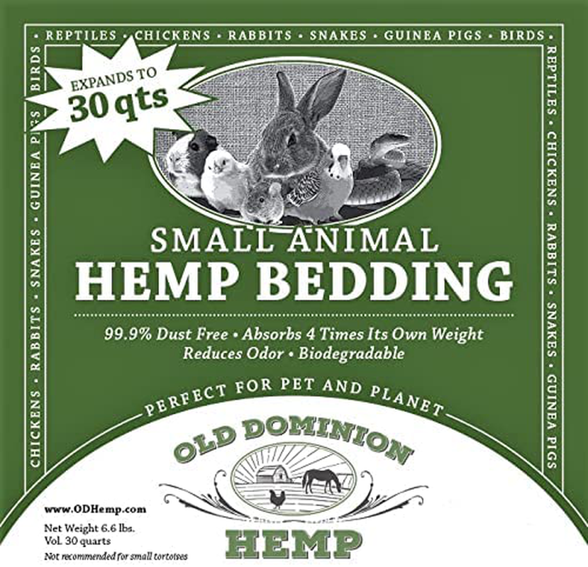 Old Dominion Hemp Small Animal Hemp Bedding, Low Du, Expands to 30 Quarts, Reduces Odors, Chicken Bedding, Rabbit Bedding, Reptile Bedding, Hamer Bedding, Gerbil Bedding, Rat & Mice Bedding