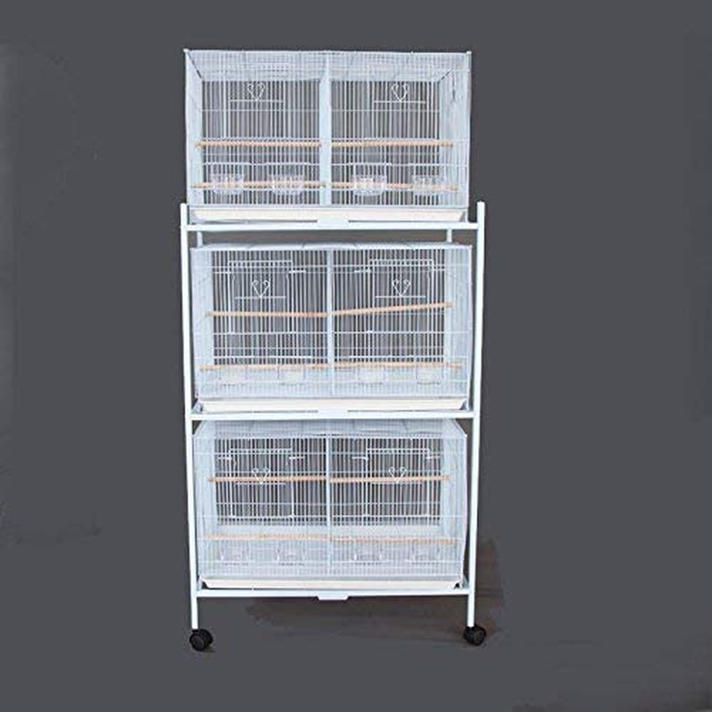 Seny Lot of 3 Large Bird Breeding Flight Cage 30X18X18 H with Divider Rolling Stand Animals & Pet Supplies > Pet Supplies > Bird Supplies > Bird Cages & Stands Seny White  