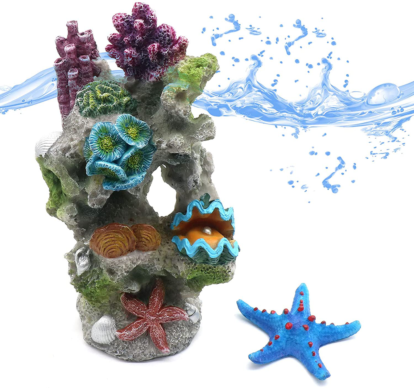 Fish Tank Rocks Resin Artificial Coral Inserts Decor Shell Ornaments Reef Aquarium Coral Decoration for Betta Fish Tank Fish to Sleep Rest Hide Play Animals & Pet Supplies > Pet Supplies > Fish Supplies > Aquarium Decor Relaqcc   