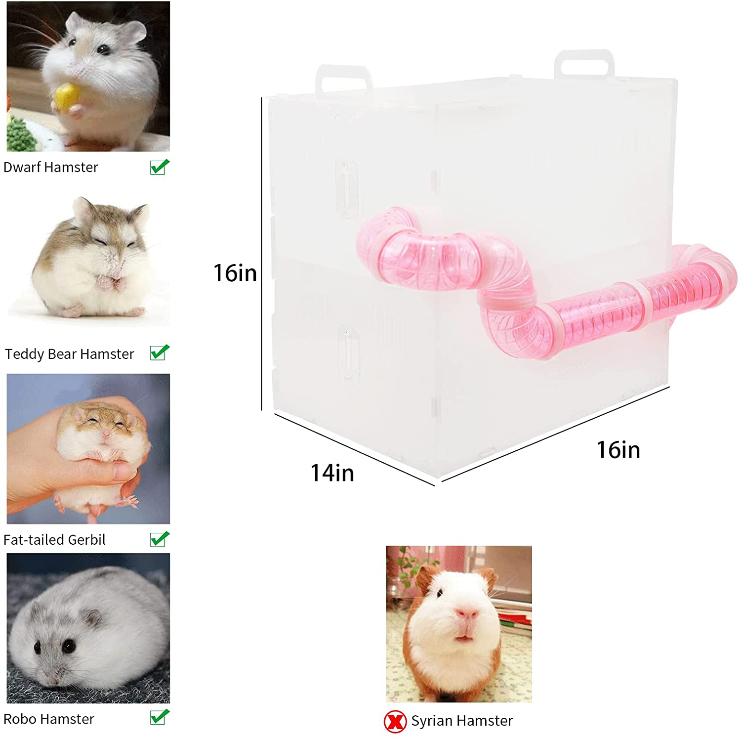 Mousebro Multilevel Transparent Hamster Cage - Small Animal Cage for Hamster, Gerbils,Including Free Bedding,Colorful Villa,Swing, Water Bottle, Exercise Wheel, Food Dish