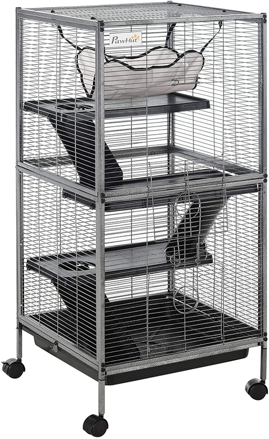 Pawhut Rolling Small Animal Cage Pet for Rabbits, Chinchillas, Hamsters, and Ect with 4 Platforms and Removable Tray Animals & Pet Supplies > Pet Supplies > Small Animal Supplies > Small Animal Habitat Accessories PawHut   