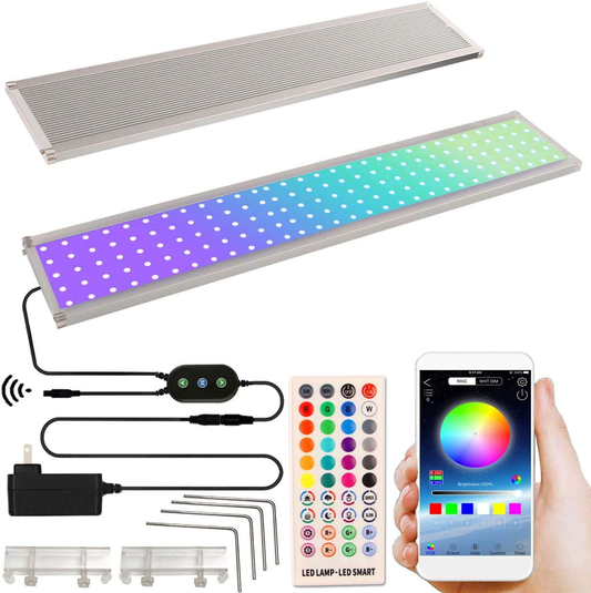 LED Aquarium Lights with Bluetooth Remote & Phone APP, RGB Full Spectru Color Changing Fish Tank Lights 7/24 Automated Timer Aquarium Lighting for Plant Fish Tank Animals & Pet Supplies > Pet Supplies > Fish Supplies > Aquarium Lighting LEDBLE 30w (20-26 in)  