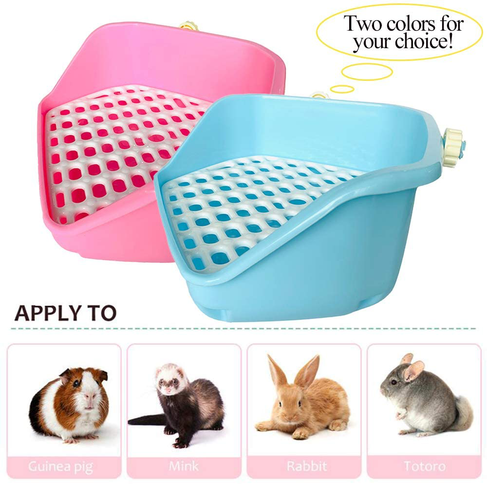 Kathson Rabbit Litter Box, Small Animal Potty Trainer Corner Pet Toilet Litter Bedding Box Pan for Guinea Pig, Hamster, Bunny, Ferrets, Mouse