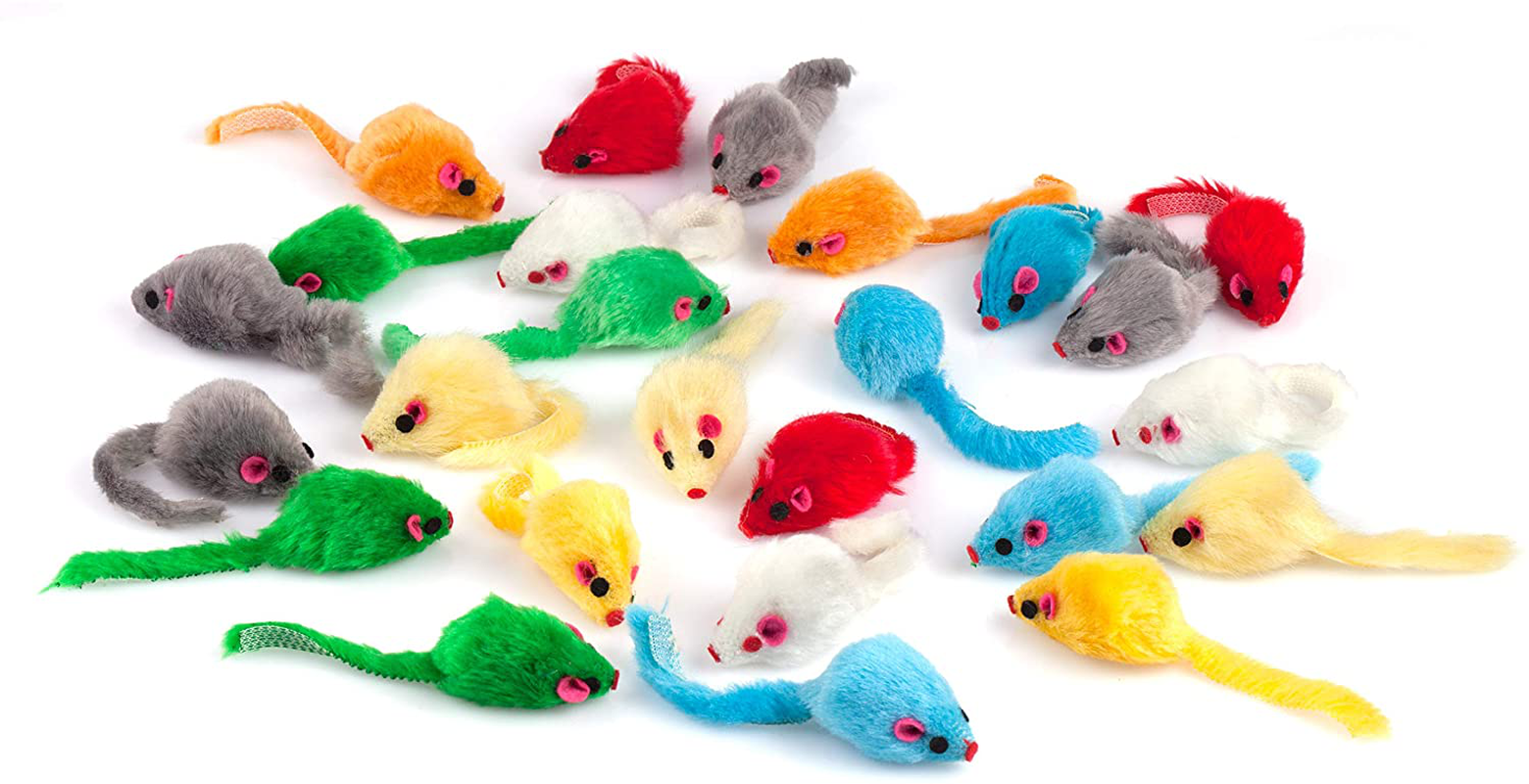 CHIWAVA 4.1'' Furry Cat Toy Mice Rattle Small Mouse Kitten Interactive Play Assorted Color Animals & Pet Supplies > Pet Supplies > Cat Supplies > Cat Toys CHIWAVA   