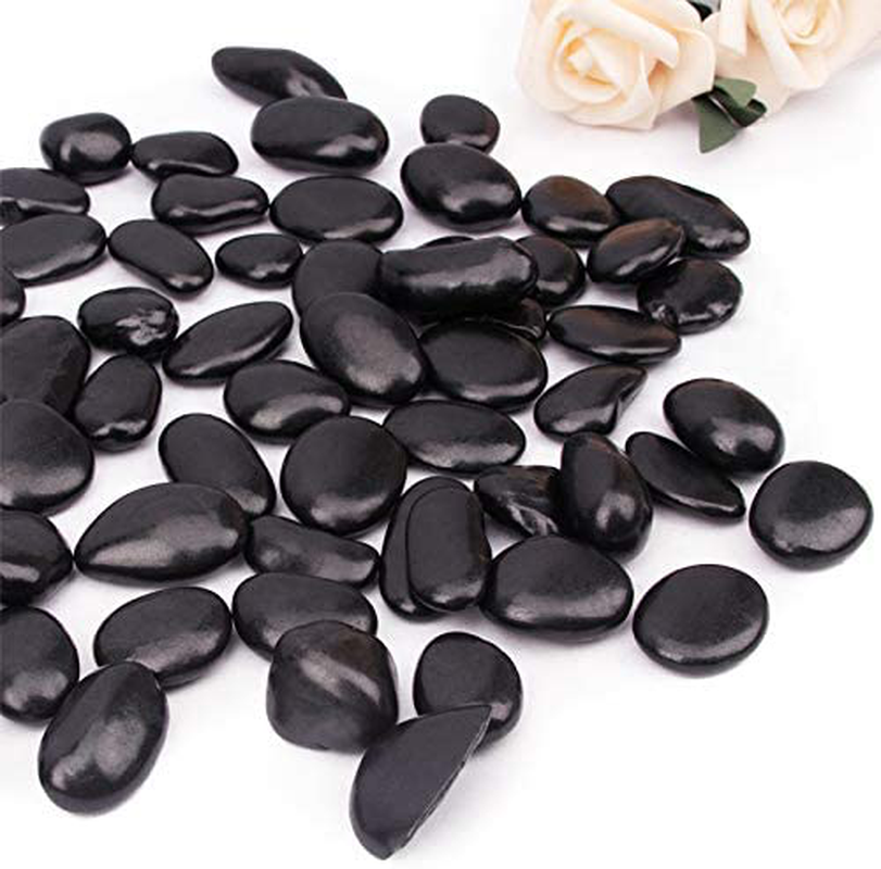 CFKJ 18 Pounds Black Pebbles Aquarium Gravel River Rock, Natural Polished Decorative Gravel,Garden Ornamental Pebbles Rocks,Black Decorative Stones,Black Pebbles, Decor Gravel for Landscaping (Black)
