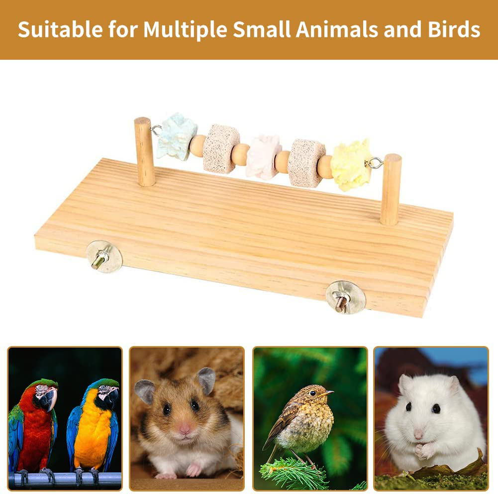 Bird Perches Cage Toys, Bird Wooden Play Gyms Stands Natural Wood Bird Perch with Chewing Toys Grinding Perch Stone 31.5X13.5X1.5Cm Animals & Pet Supplies > Pet Supplies > Bird Supplies > Bird Gyms & Playstands LALFPET   