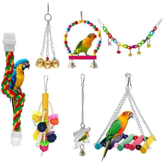 Mcfeddy Bird Toy Bird Swings Parrot Chew Toy,Pet Hammock Swing Toy,Hanging Bell Small Pet Bird Cage Toy, Suitable for Small Parrots, Macaws, Starlings, Love Birds, Finch and Other Small Birds Animals & Pet Supplies > Pet Supplies > Bird Supplies > Bird Toys McFeddy   