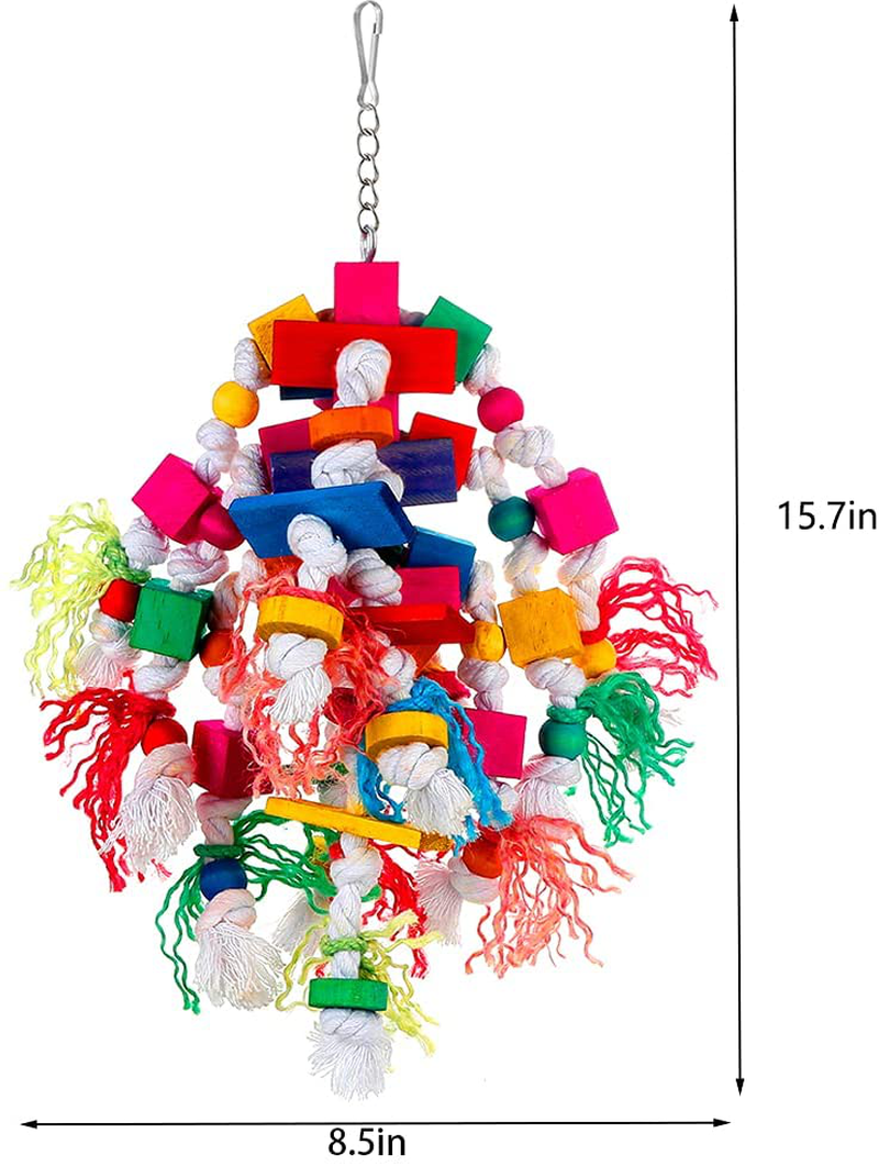 Parrot Toys for Large Birds Rope Perches for Parrots Bird Toys Bird Cage Accerises Tearing Chewing Toys for Cockatoos,Macaw,African Grey,Conure,Amazon Parrots and Other Medium to Large Birds Wooden Animals & Pet Supplies > Pet Supplies > Bird Supplies > Bird Toys BBjinronjy   