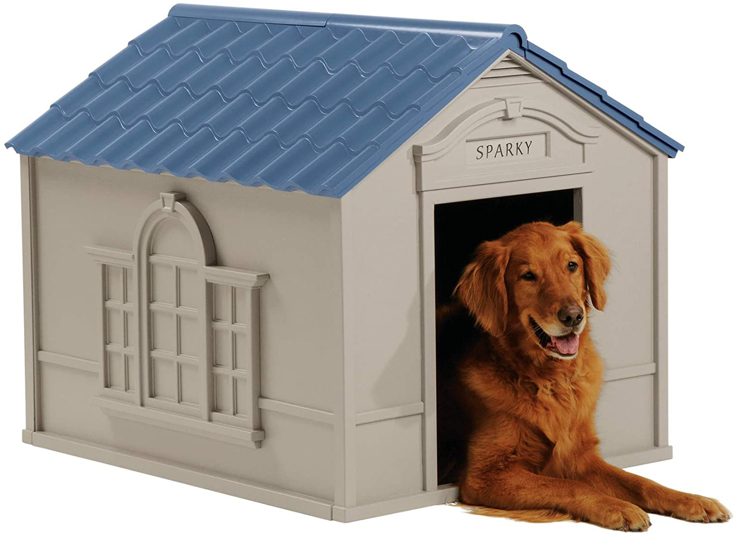 Suncast Outdoor Dog House with Door - Water Resistant and Attractive for Small to Large Sized Dogs - Easy to Assemble - Perfect for Backyards Animals & Pet Supplies > Pet Supplies > Dog Supplies > Dog Houses Suncast   