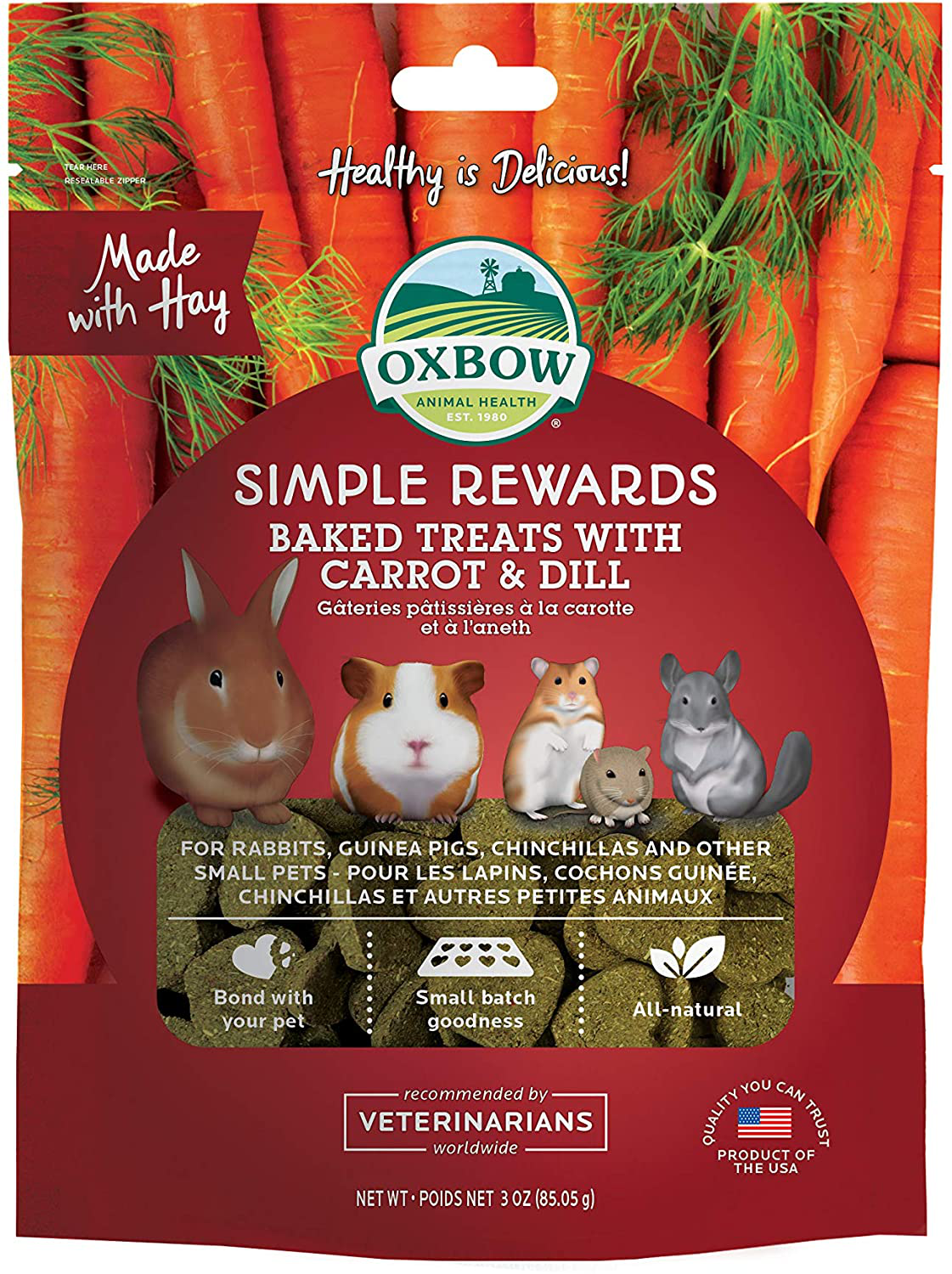 Oxbow Simple Rewards Baked Treats Animals & Pet Supplies > Pet Supplies > Small Animal Supplies > Small Animal Treats Oxbow Oven-baked Carrot & Dill 3 Ounce (Pack of 1)