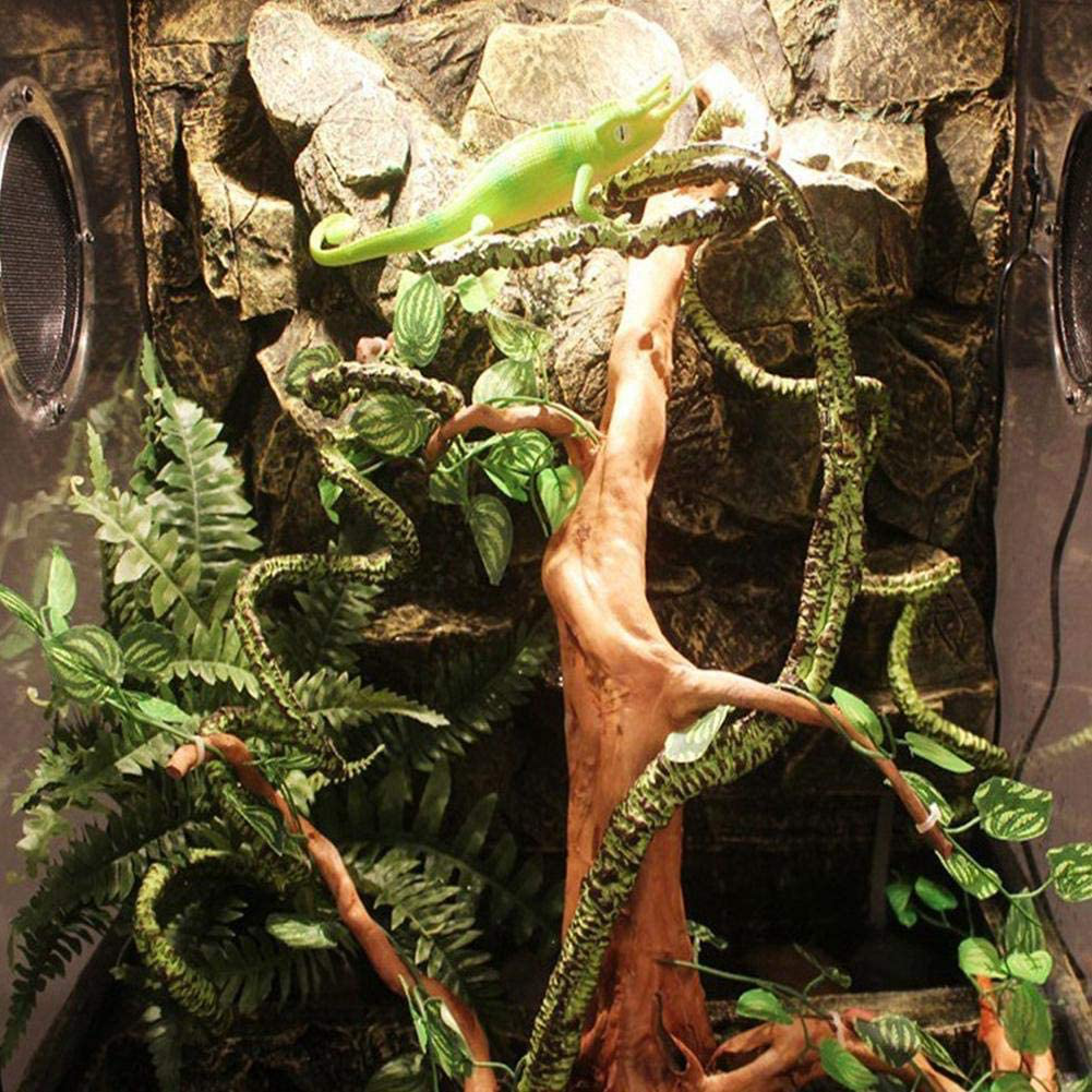 PINVNBY Bearded Dragon Tank Accessories Reptile Plants Lizard Hammock Jungle Climber Vines Flexible Leaves Habitat Reptile Decor for Climbing, Chameleon, Lizards, Gecko, Snakes Animals & Pet Supplies > Pet Supplies > Reptile & Amphibian Supplies > Reptile & Amphibian Substrates PINVNBY   