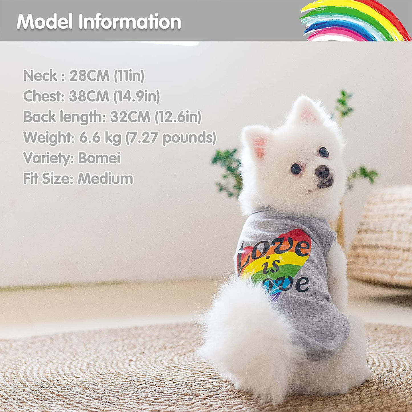 Dog Shirt Breathable Puppy Vest Pet Lovely Shirt Printed with Love Is Love Suitable for Small Medium Large Dog, Dog Shirts Apparel for Pet Dog