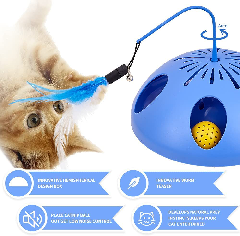 Fishball Interactive Cat Toys, Electric Cat Feather Toy for Indoor Cat, 2 Speed Mode Automatic Cat Toy, Battery Operated Puzzle Game Attract the Kitten'S Attention and Give It the Fun of Hunting Animals & Pet Supplies > Pet Supplies > Cat Supplies > Cat Toys Fishball   