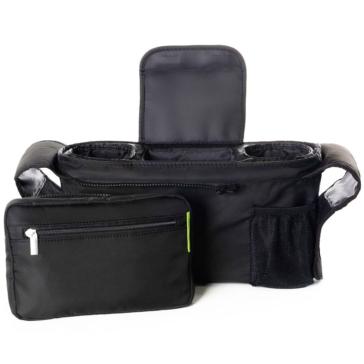 Momcozy Universal Stroller Organizer With Insulated Cup Holder Phone Bag  Black
