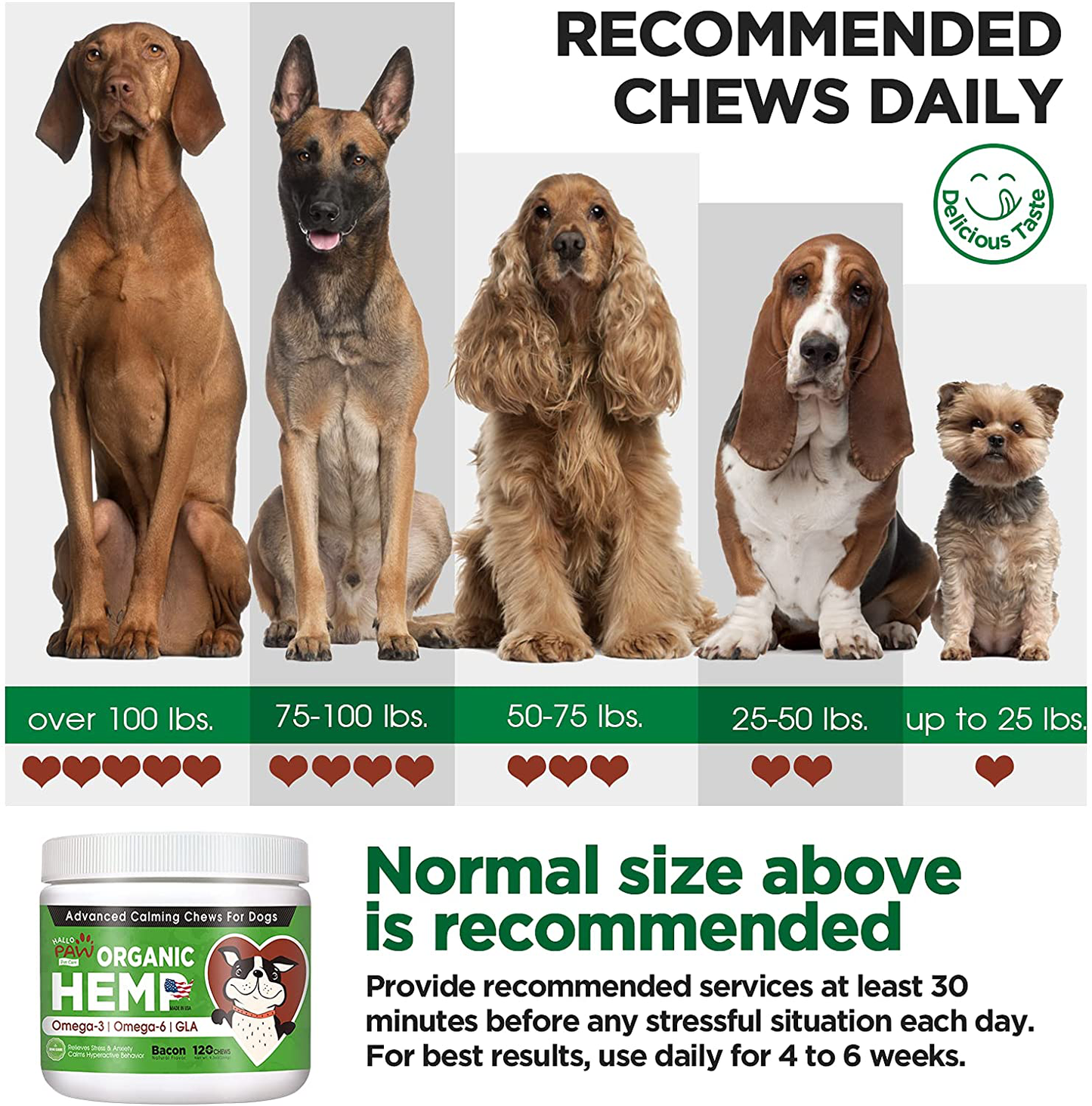 Hallo Paw Organic Calming Dog Treats-Organic Hemp Oil-120 Soft Chews-Made in Usa-Dog Anxiety Relief-Natural Calming-Help Keep Your Dog Calm with Thunder, Barking &Aggressive Behavior Animals & Pet Supplies > Pet Supplies > Small Animal Supplies > Small Animal Treats Hallo Paw   