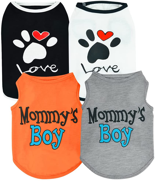 Sebaoyu Dog Shirts for Medium Dogs 4 Pack Puppy Clothes Summer Apparel Cute Puppy Vest for Small&Large Dogs Cats Boy&Girls Animals & Pet Supplies > Pet Supplies > Dog Supplies > Dog Apparel Sebaoyu Large/6.6-9.35 LB  