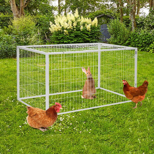 Esright Large Chicken Coop Wooden Chicken Cage Hen House, Outdoor Yard Poultry Pet Hutch for Small Animal Coops Nesting Box and Chicken Run for 5-8 Chickens
