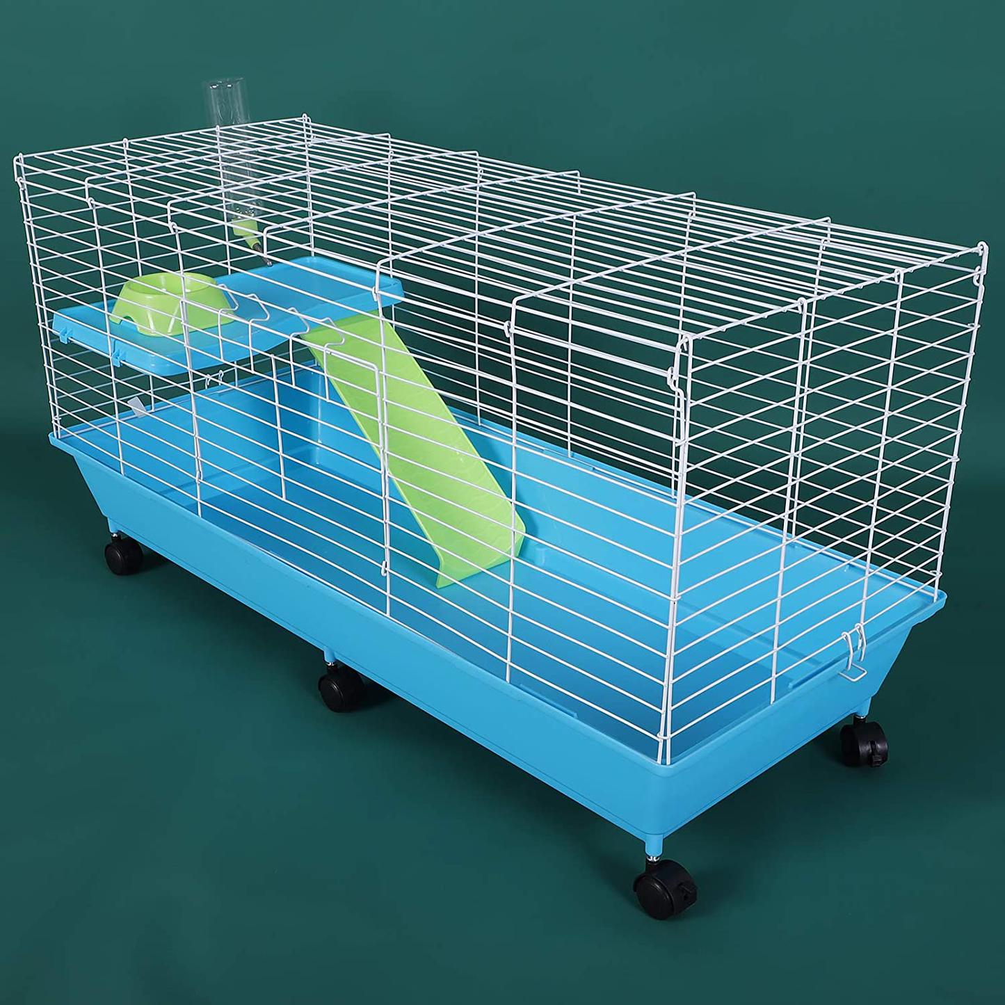 Pawhut 40” Steel Plastic Small Animal Pet Cage Kit with Wheels - Blue and White Animals & Pet Supplies > Pet Supplies > Small Animal Supplies > Small Animal Habitats & Cages PawHut   