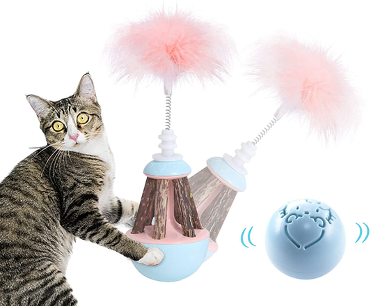 Interactive Cat Toys for Indoor Cats, Tumbler Cat Feather Toys Cat Ball Toy Kitten Play Chase 2 Pcs Set with Cat Catnip Animals & Pet Supplies > Pet Supplies > Cat Supplies > Cat Toys Casdseci   