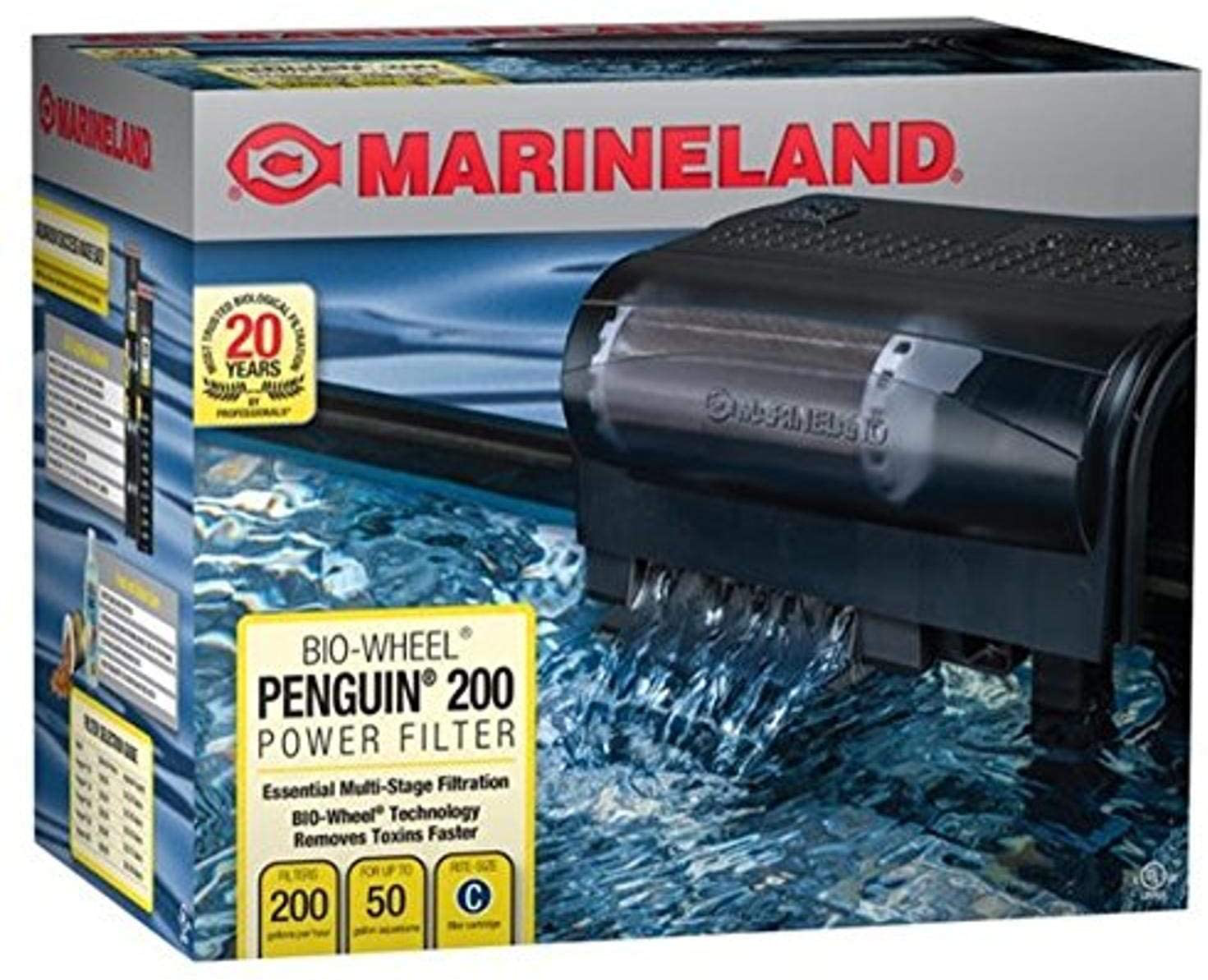 Marineland Penguin Bio-Wheel Power Filter Animals & Pet Supplies > Pet Supplies > Fish Supplies > Aquarium Filters MarineLand 30 - 50 Gallon Aquarium, 200 GPH  