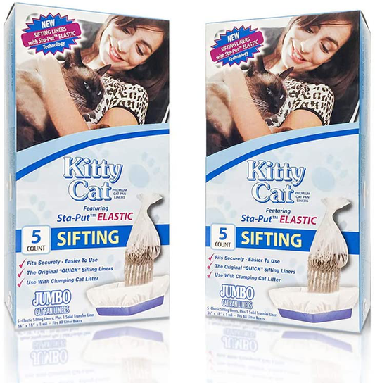 Alfapet Kitty Cat Pan Disposable, Elastic Sifting Liners- 5-Pack + 1 Solid Transfer Liner -For Large, X-Large, Giant, Extra-Giant Size Litter Boxes- with Easy Fit Sta-Put Technology - Pack of 2 Animals & Pet Supplies > Pet Supplies > Cat Supplies > Cat Litter Box Liners Alfapet   