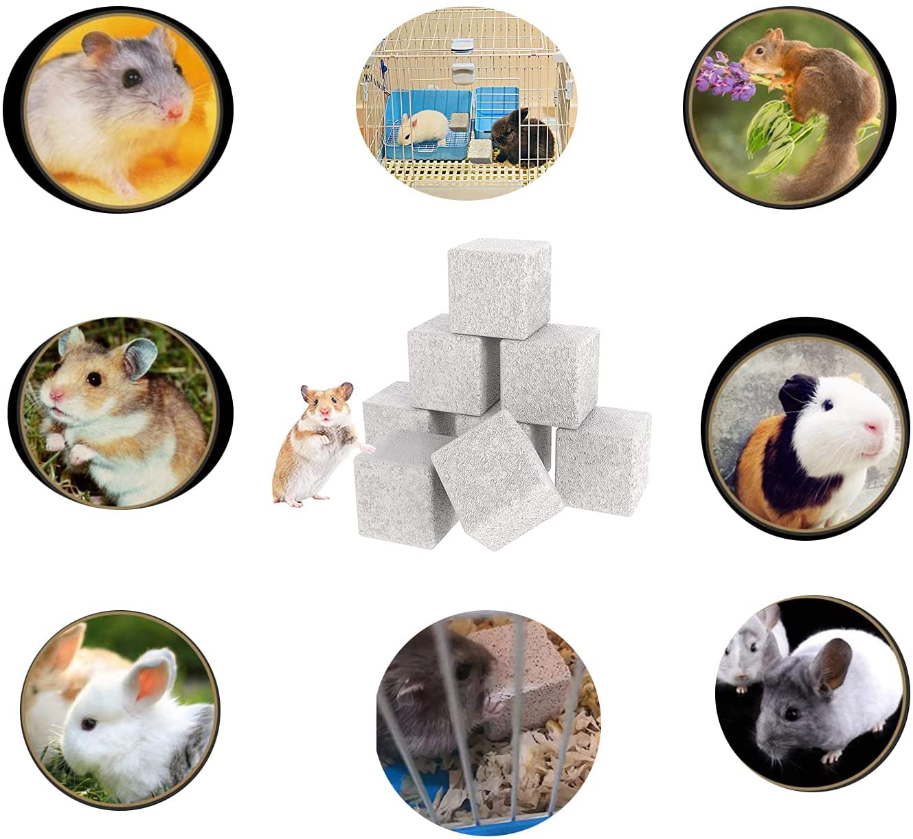 WANBAO 1.6 Inch Hamster Molar Lava Block, Small Animal Teeth Grinding Lava Block, for Chinchillas, Rabbits, Parrots 8 Pcs Animals & Pet Supplies > Pet Supplies > Small Animal Supplies > Small Animal Treats WANBAO   