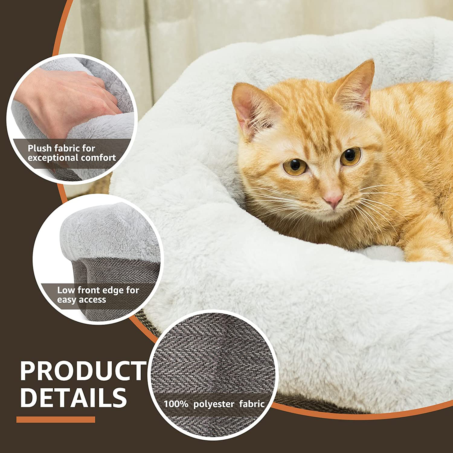 Cat Beds for Indoor Cats,Small Dog Bed,Cuddler Dog Beds,Calming Dog Bed Donut,Soft Anxiety Cozy Pet Beds,Puppy Bed for Small/Medium Dogs Washable round in Grey Color,Windracing PET Animals & Pet Supplies > Pet Supplies > Cat Supplies > Cat Furniture WINDRACING   