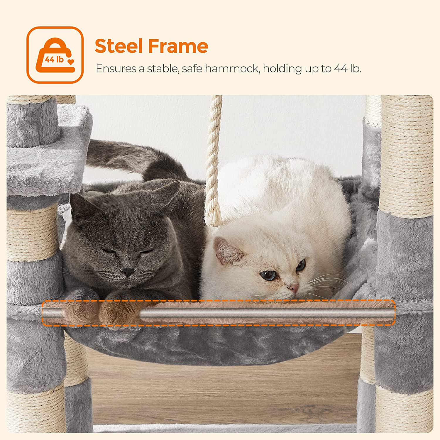 FEANDREA 56.3-Inch Multi-Level Cat Tree with Sisal-Covered Scratching Posts, Plush Perches, Hammock, and Condo, Cat Tower Furniture, for Kitten, Pet Animals & Pet Supplies > Pet Supplies > Cat Supplies > Cat Furniture FEANDREA   