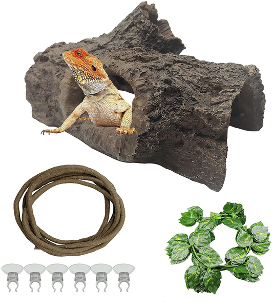 Tfwadmx Large Reptile Hideout Cave Lizard Resin Hollow Tree Trunk Habitat Decoration Decaying Driftwood Hut Ornament Bark Bend Tank Decor Terrarium Accessories for Gecko,Chameleon and Hermit Crabs Animals & Pet Supplies > Pet Supplies > Reptile & Amphibian Supplies > Reptile & Amphibian Habitat Accessories Tfwadmx   