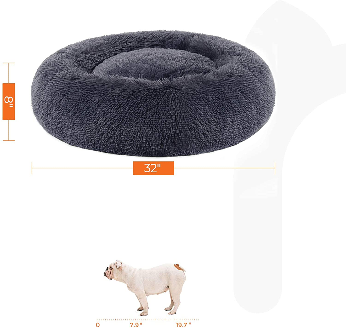 FEANDREA Dog Bed, Cat Bed, Soft Plush Surface, Donut-Shaped Dog Sofa with Removable Inner Cushion, Washable